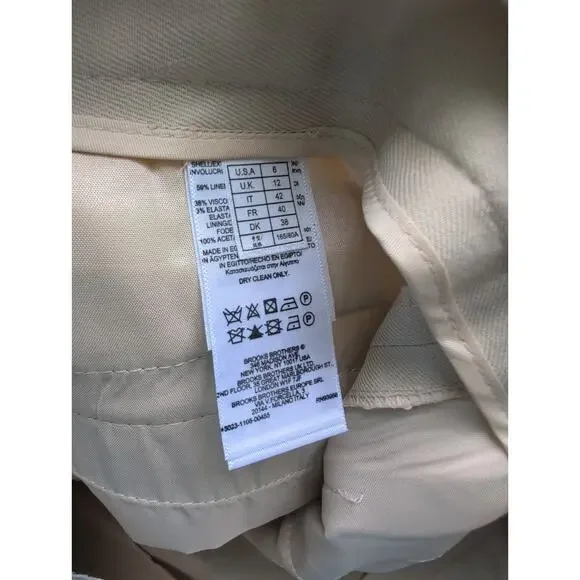 Brooks Brothers Linen Blend Trousers Bone Color NWT Size 6 - Picture 9 of 10
